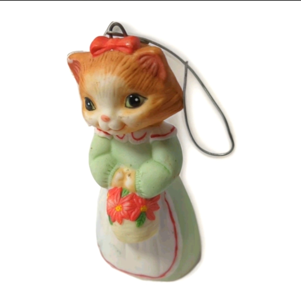 Vintage Hallmark Keepsake Christmas Kitty Porcelain Ornament 1st in Series 1989